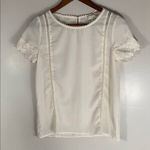 Elegant White Lace Trim Women's Top